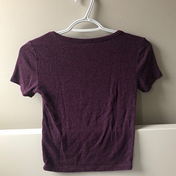 Garage: Plum Ribbed Crop-Top - Picture 3 of 5